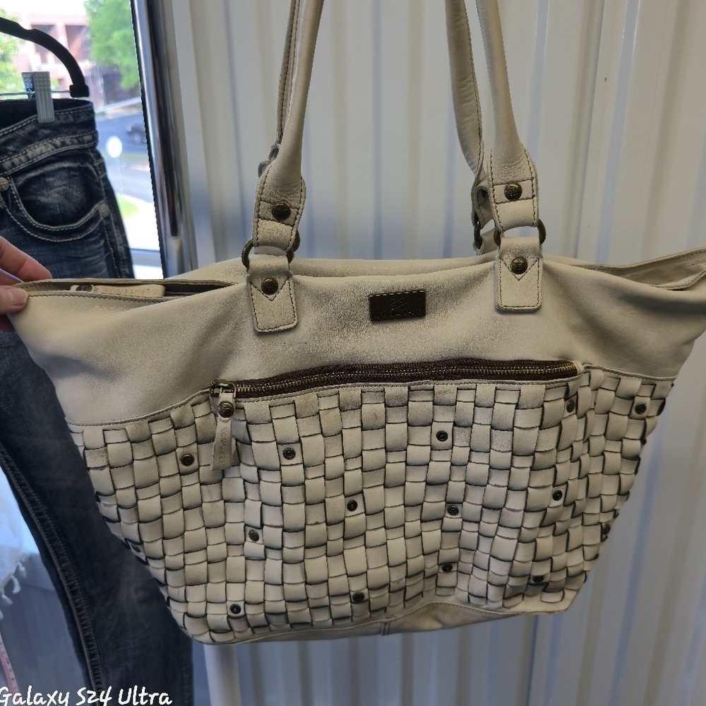 KOMPANERO Cream Braided Leather Purse. - Picture 2 of 11